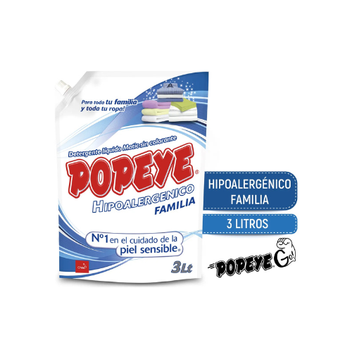 Detergente Hipoalergénico Popeye Familia Matic Doypack 3lt
