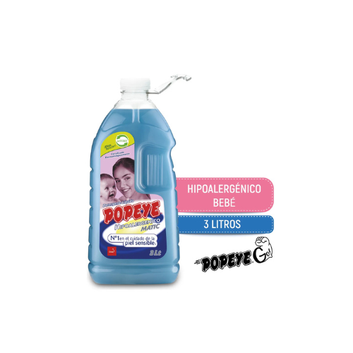 1x Detergente Hipoalergénico Popeye Bebé Matic Pet 3lt