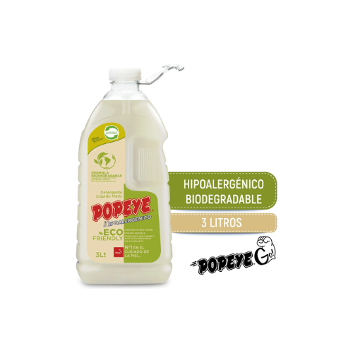 1x Detergente Líquido Popeye Ecofriendly Matic Pet 3 Lt
