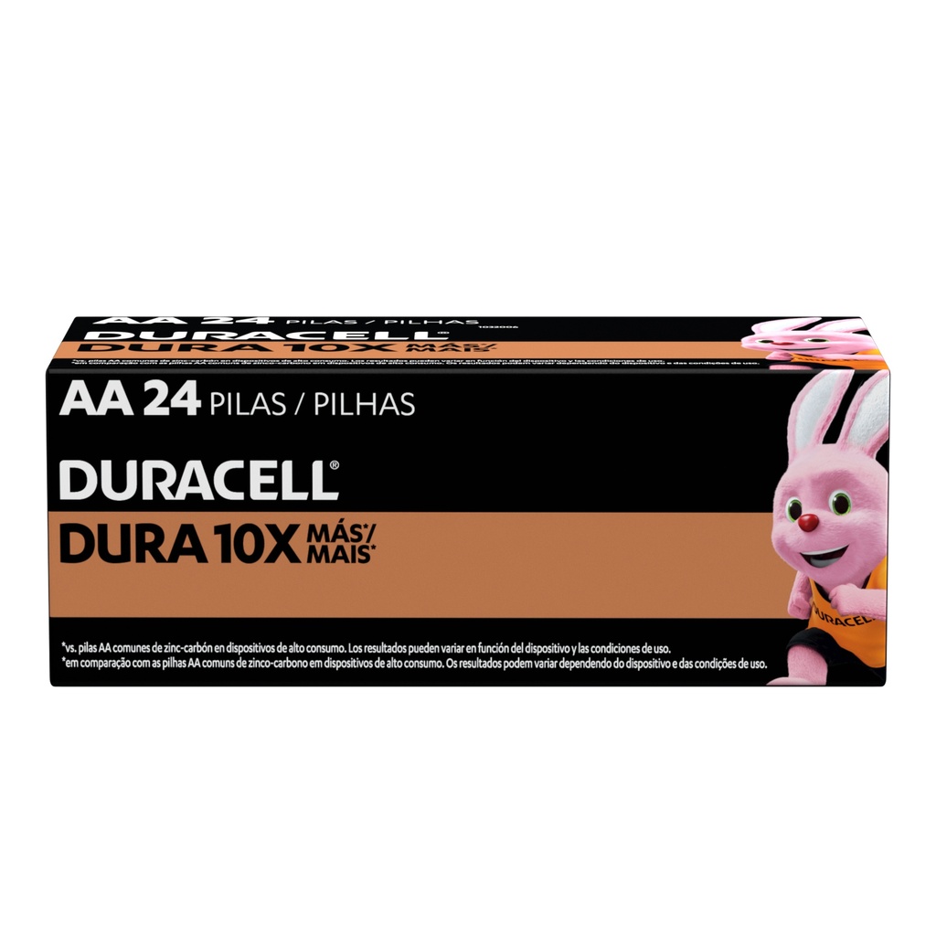 Pila Duracell AA, (Caja 24 pilas, doble A, DURA más)