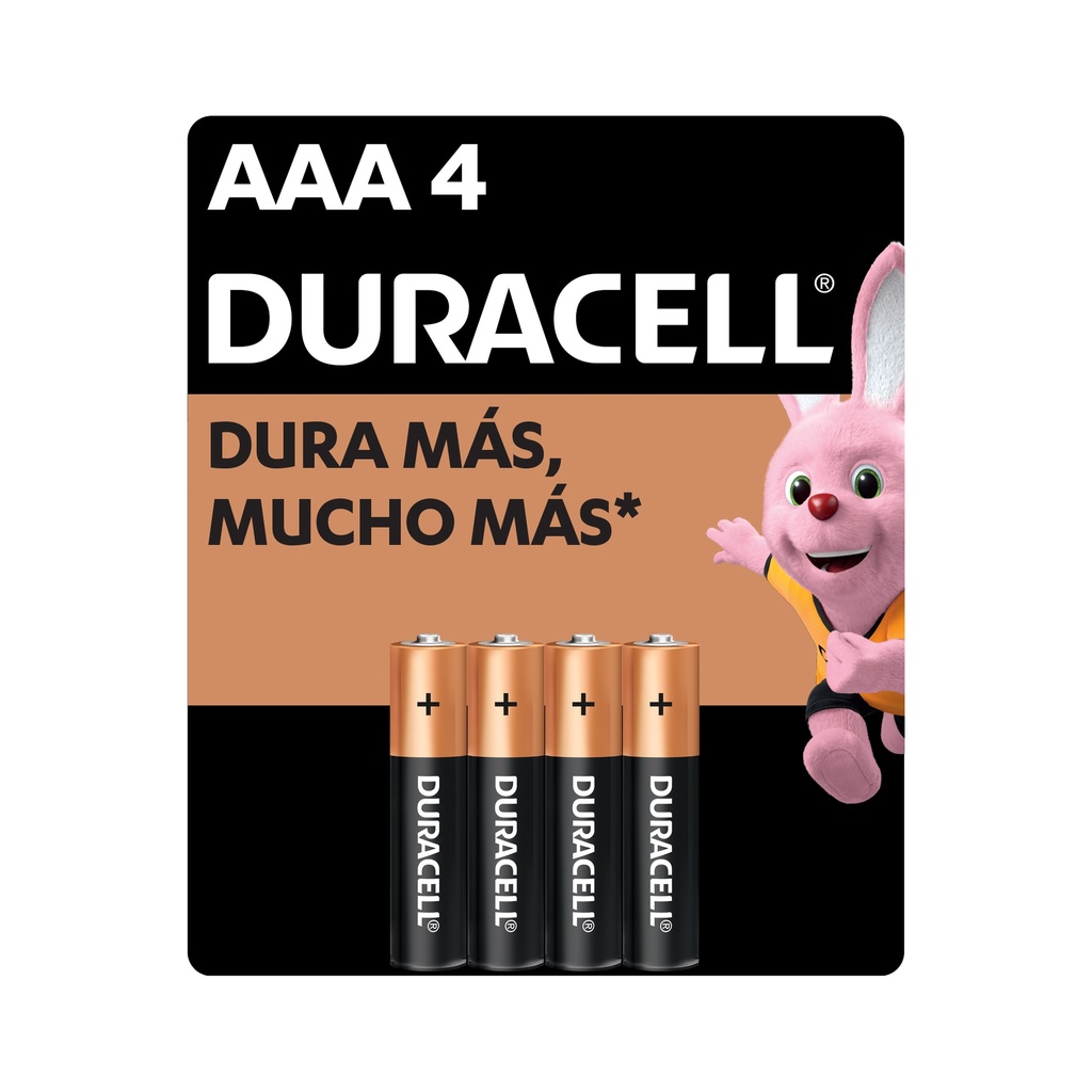Pila Duracell AAA, (4 pilas, triple A, DURA más)
