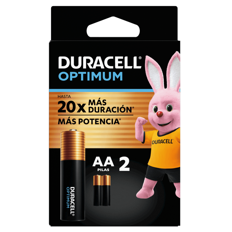 Pila Duracell Optimum AA, (2 pilas doble A, más POTENCIA)