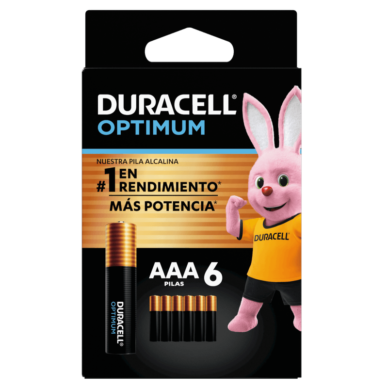 Pila Duracell Optimum AAA, (6 pilas triple A, más POTENCIA )