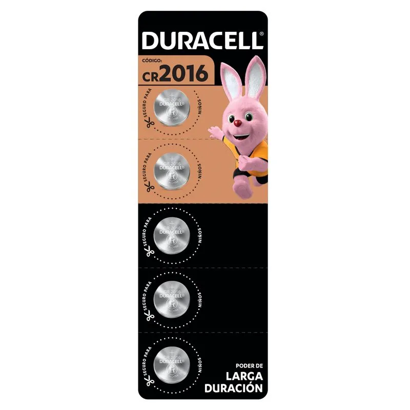 Pila Duracell 2016, (5 pilas CR2016 3V, batería de litio)