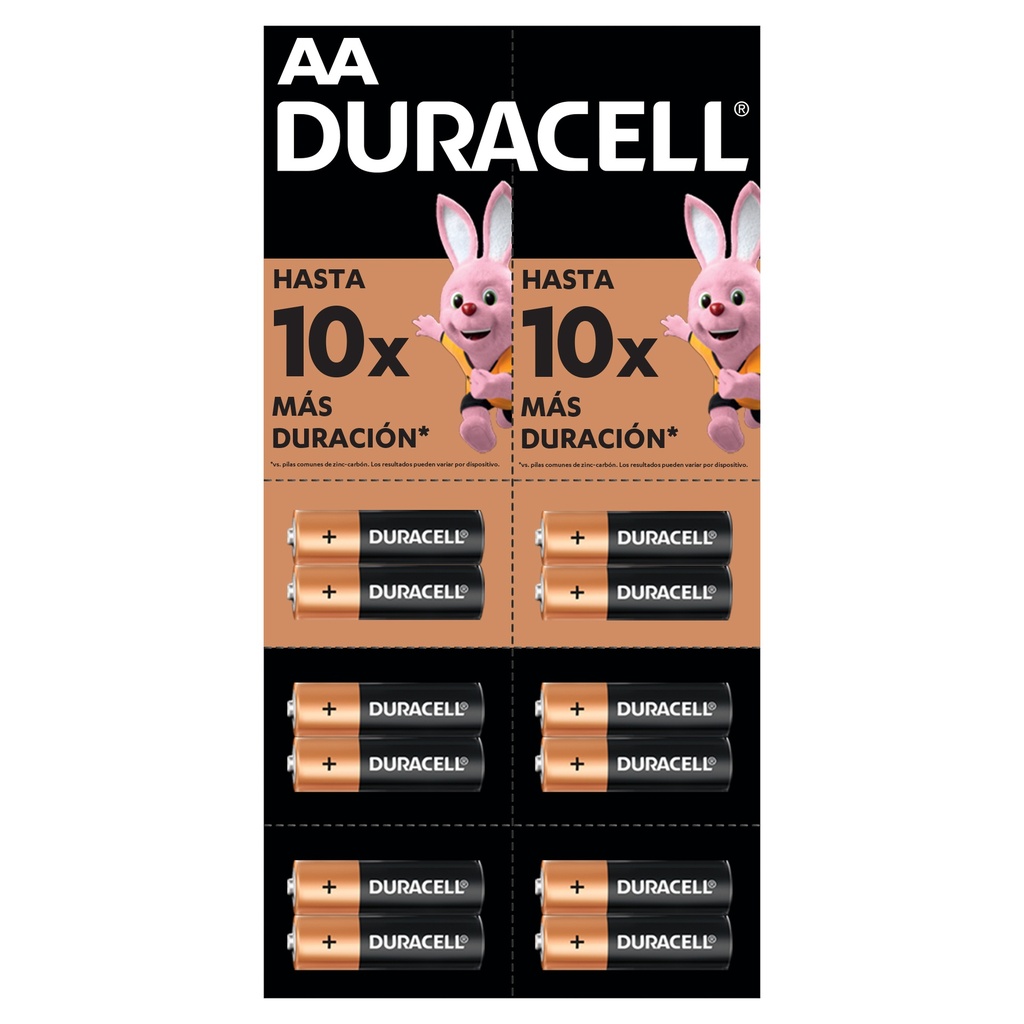 Pack Pila Duracell AA, (Tira de 6 cápsulas, doble A, DURA más)