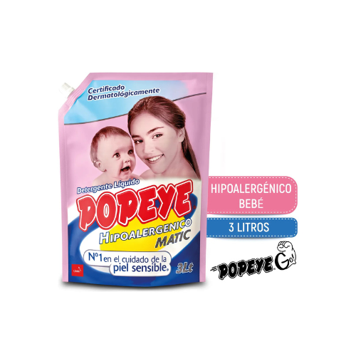 [1201000000] DETERGENTE POPEYE HIPOALERGENICO DP 1X3 LTS