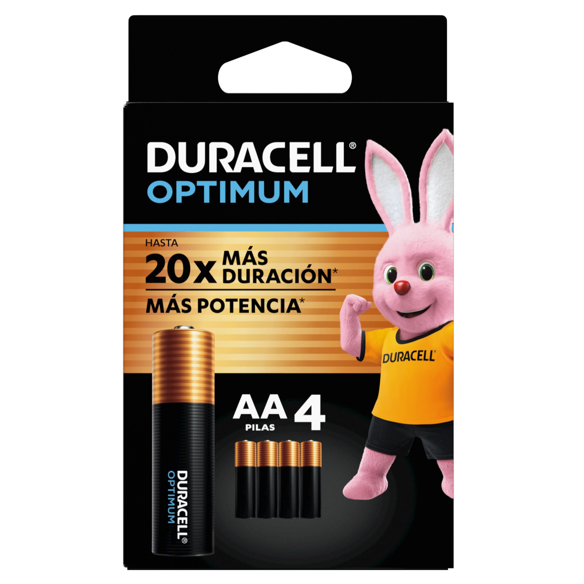 [1247500000] 1x Pila Duracell Optimum AA, (4 pilas doble A, más POTENCIA)