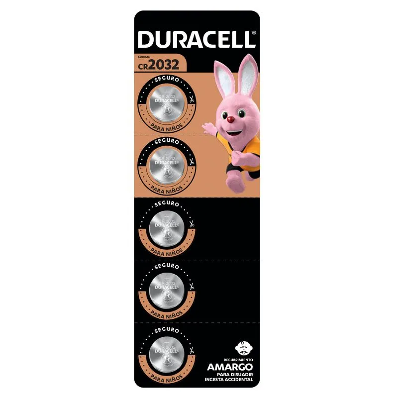 [1248300000] Pila Duracell 2032, (5 pilas CR2032 3V, batería de litio)