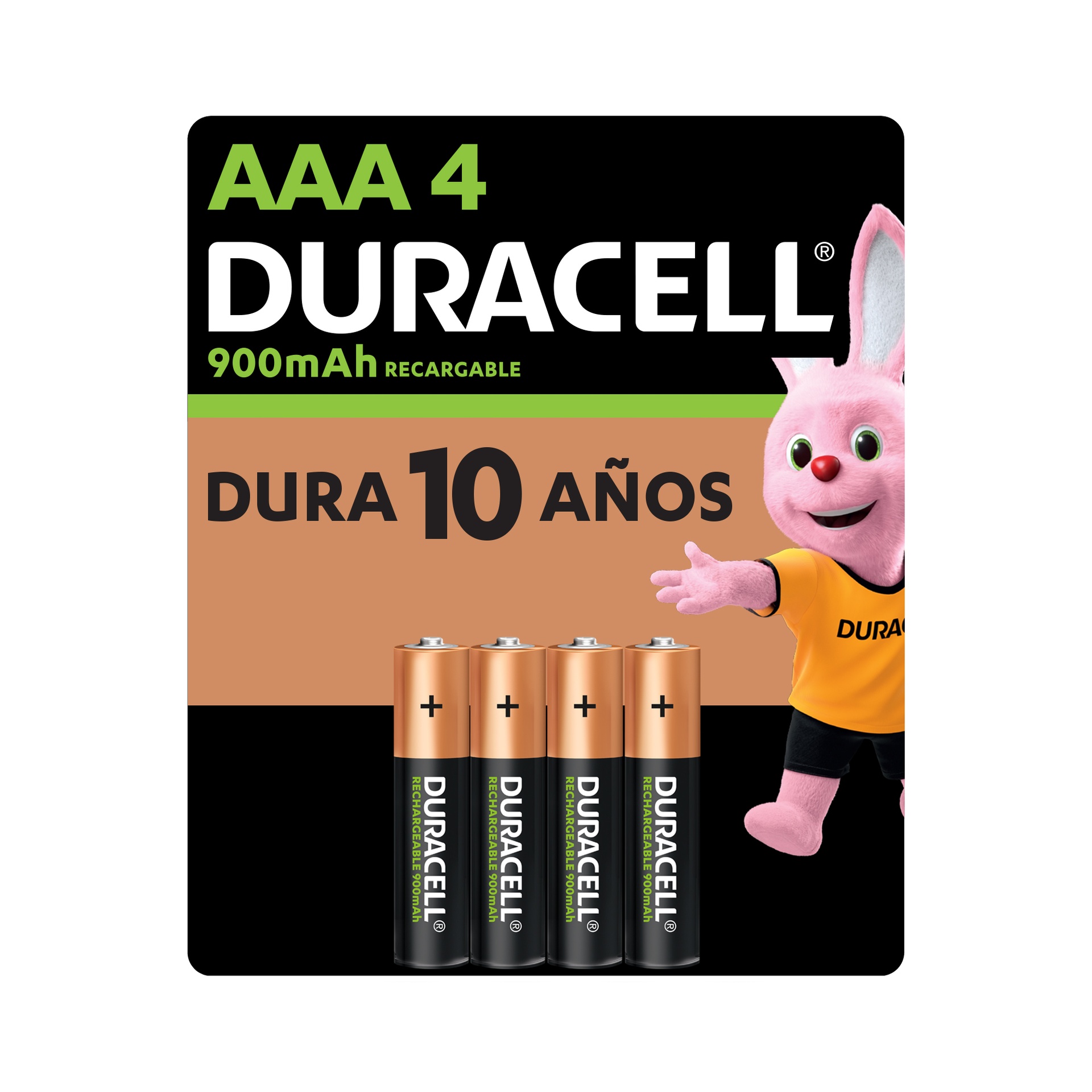 [1249100000] Pila Duracell Recargable AAA, (4 pilas de 900mAh, triple A)