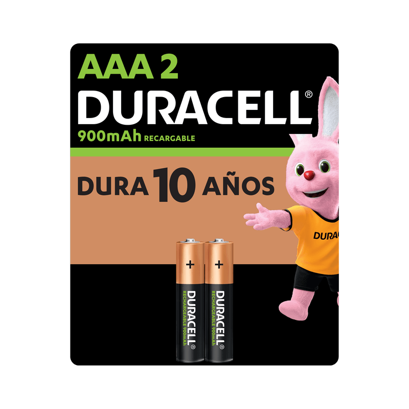 [1249300000] Pila Duracell Recargable AAA, (2 pilas de 900mAh, triple A)