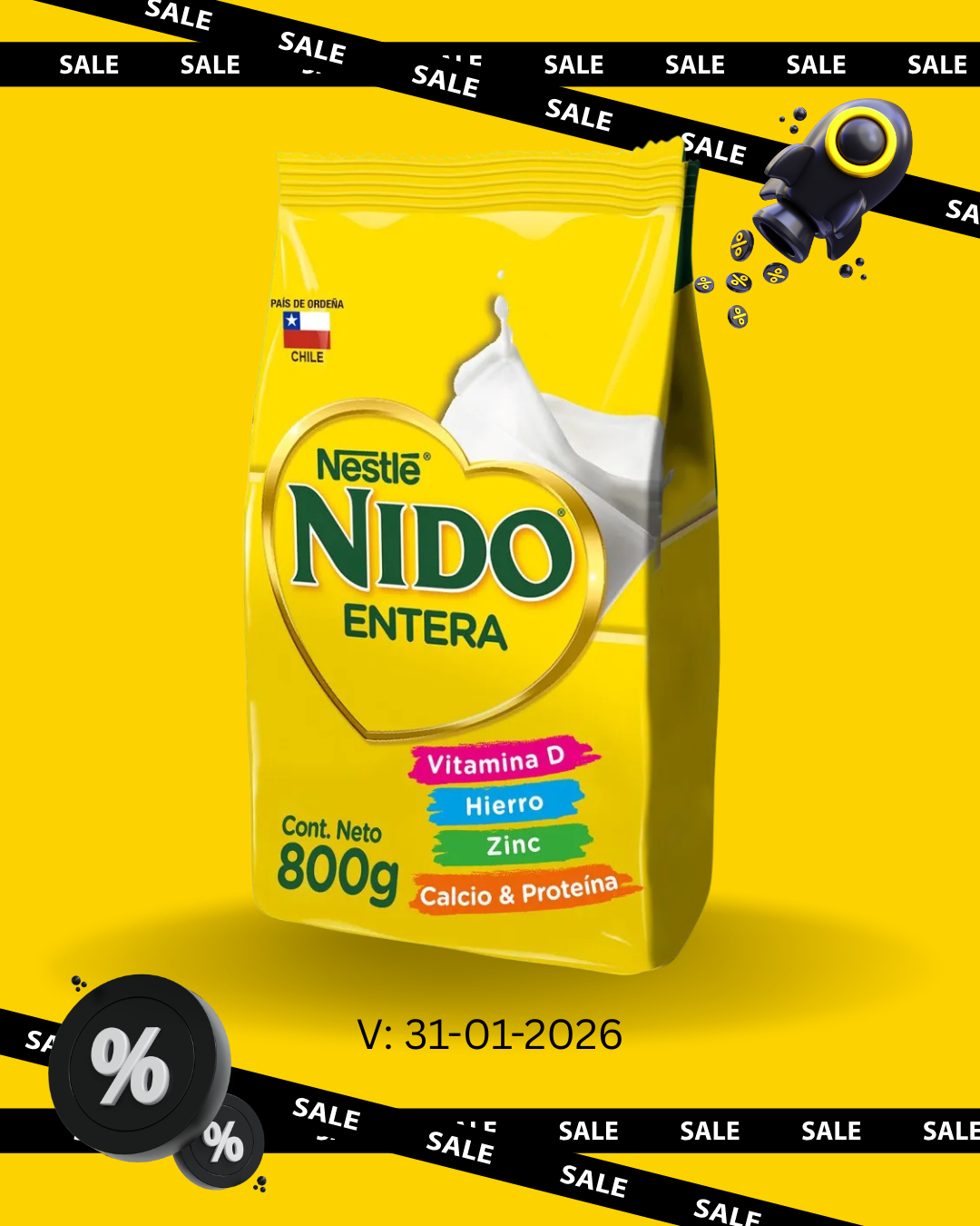 [1270800000] 12x Leche en Polvo NIDO® Entera Bolsa 800g